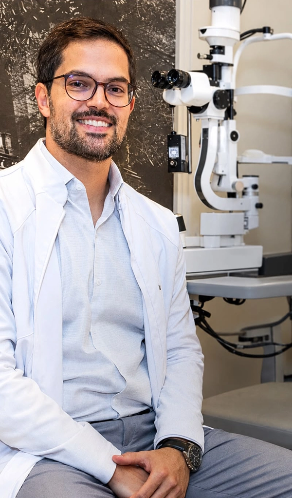 Especialidade: Plástico Ocular (Palpebras) e Catarata.  Formação: Médico formado pela Santa Casa de São Paulo (2016).  Oftalmologista formado pela Santa Casa de São Paulo (2019).  Especialista em plástica ocular, vias lacrimais e catarata pela Santa Casa de São Paulo (2021)